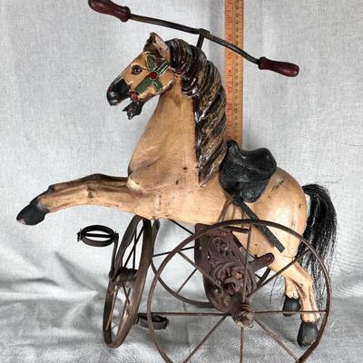 Small Decorative Rustic Victorian Horse Ride On -- Doll Size