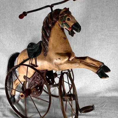 Small Decorative Rustic Victorian Horse Ride On -- Doll Size