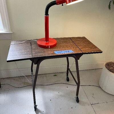 Lot 142 - Vintage Side Cart and Lamp