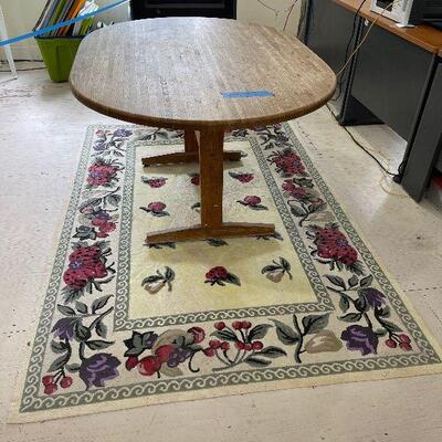 Lot 145 - Oval Kitchen Table and Rug