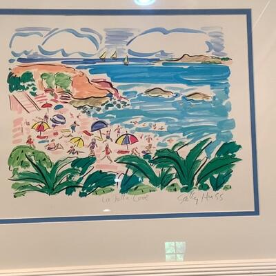 K - 1260  Beautiful Signed Acrylic ( ?) Painting by Sally Huss â€œ La Jolla Cove â€œ 