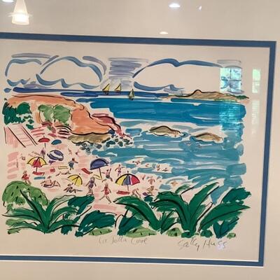 K - 1260  Beautiful Signed Acrylic ( ?) Painting by Sally Huss â€œ La Jolla Cove â€œ 