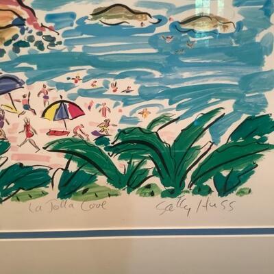 K - 1260  Beautiful Signed Acrylic ( ?) Painting by Sally Huss â€œ La Jolla Cove â€œ 