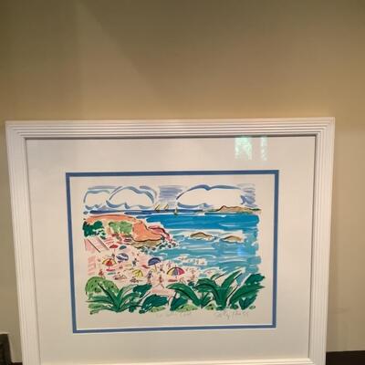 K - 1260  Beautiful Signed Acrylic ( ?) Painting by Sally Huss â€œ La Jolla Cove â€œ 