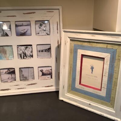 O - 1261  Pair of White Washed Picture Frames 