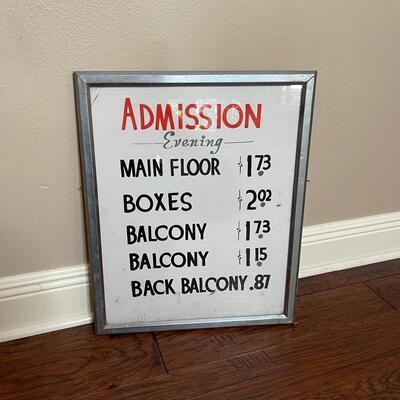 B - Admission “Evening” sign from The SAENGER Theatre - A Piece of History!
