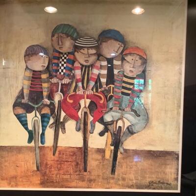 K - 1265.  Graciela Rodo-Baulanger Framed Print  â€œ Boys on Bikes â€œ 