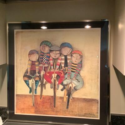 K - 1265.  Graciela Rodo-Baulanger Framed Print  â€œ Boys on Bikes â€œ 