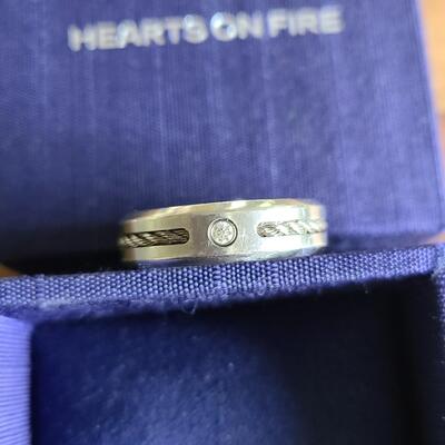 Lot 97: Men's Hearts On Fire Titanium Ring