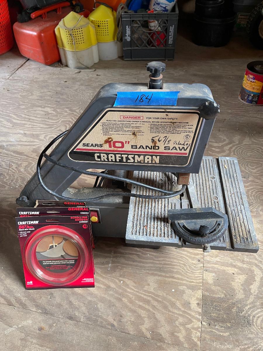 Lot 184 Craftsman 10" Band Saw and Blades