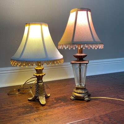 Pair of Small Lamps with Beaded Shades