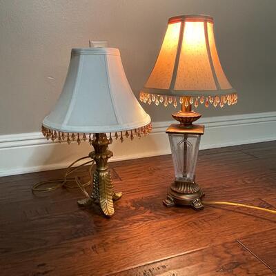 Pair of Small Lamps with Beaded Shades