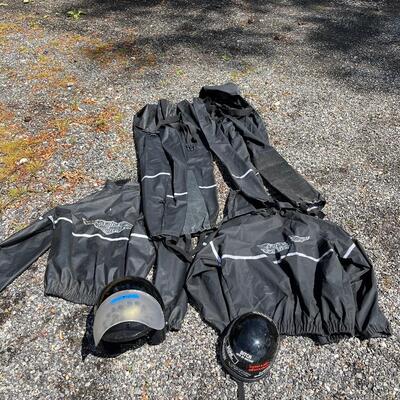 Lot 194 - Harley-Davidson Rain Suits and Helmets