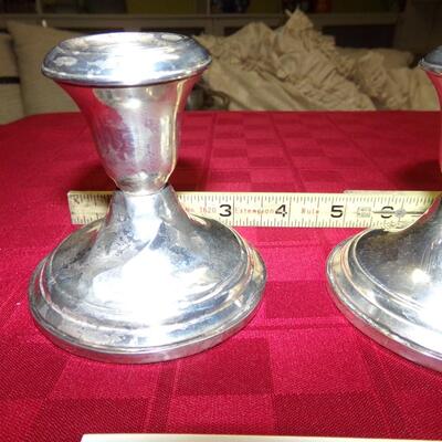 LOT 15  STERLING SILVER WEIGHTED CANDLE HOLDERS