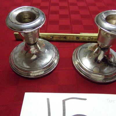 LOT 15  STERLING SILVER WEIGHTED CANDLE HOLDERS