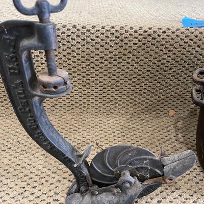 Lot 206 - Antique Presses, Pail and Ice Tongs