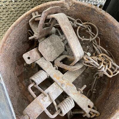 Lot 206 - Antique Presses, Pail and Ice Tongs