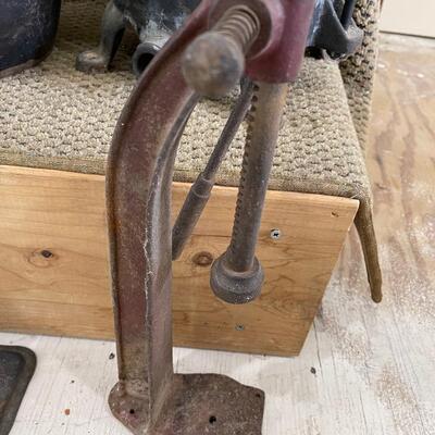 Lot 206 - Antique Presses, Pail and Ice Tongs