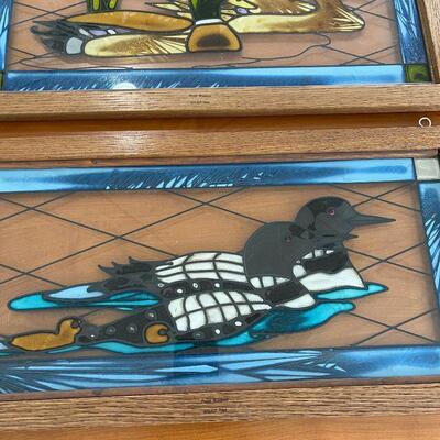 Lot 209 - Framed Stained Glass Ducks