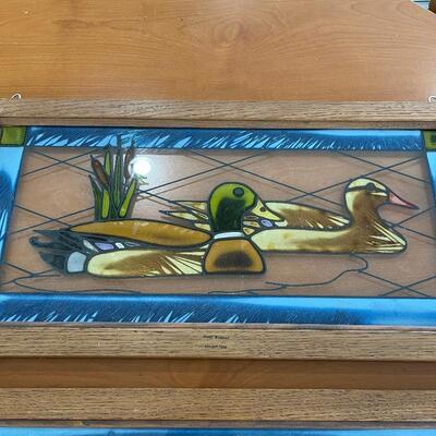 Lot 209 - Framed Stained Glass Ducks