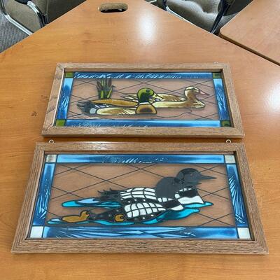 Lot 209 - Framed Stained Glass Ducks