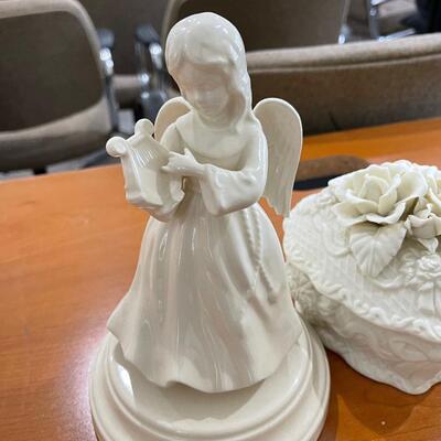Lot 214 - Angels, Candlesticks and Music Box 