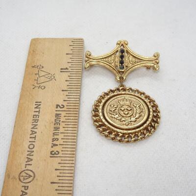 Royal Crest Victorian Style Dangle Brooch 