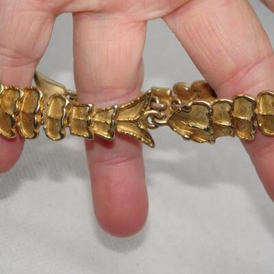 Gold Tone Fish Bone Bracelet 