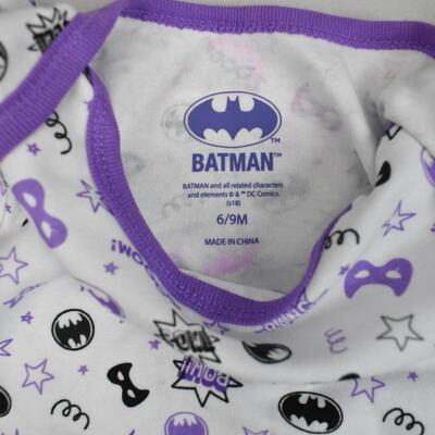 2 Baby Onesies, B&W Purple Batman Theme, 6-9 months size - New