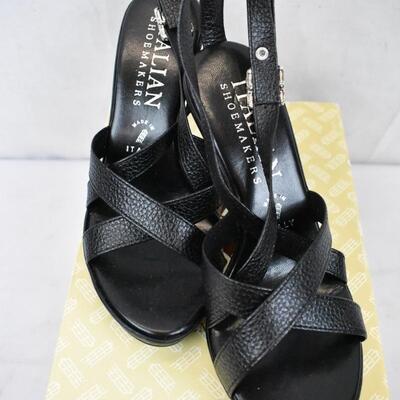 Women's Shoes size 5: Italian Shoemakers, Black High Heel Strappy Sandals - New
