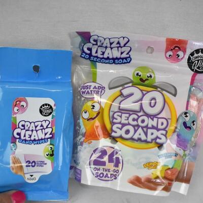 5 pc Kids: 2 Crazy Cleanz, Puzzle Toy, Hatchimals, Poppops Blingz - New