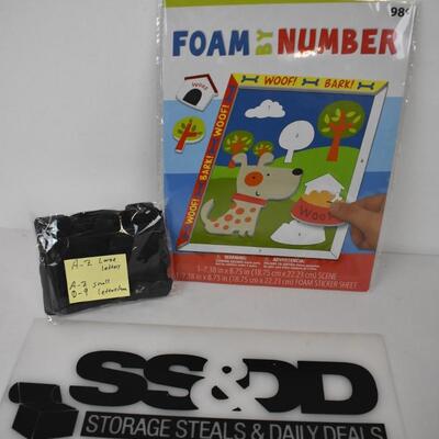 Foam by Number play set & Black Adhesive Letters & Numbers