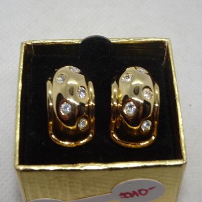 Vintage Nolan Miller Gold Plated Crystal Rhinestone Earrings