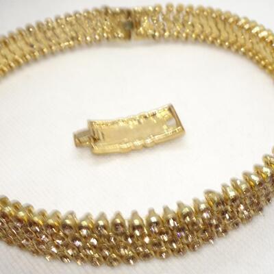 Gold Tone Rhinestone Choker Necklace & Post Earring Set - comes with extender