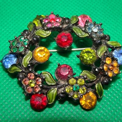 Sweet Colorful Rhinestone & Enamel Flower Brooch 