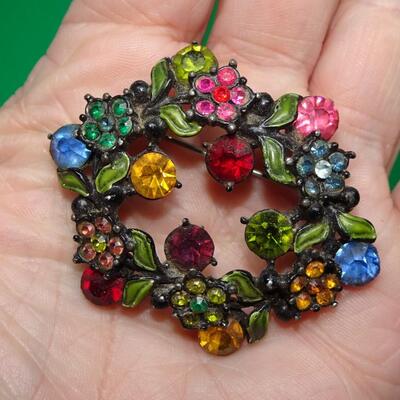 Sweet Colorful Rhinestone & Enamel Flower Brooch 