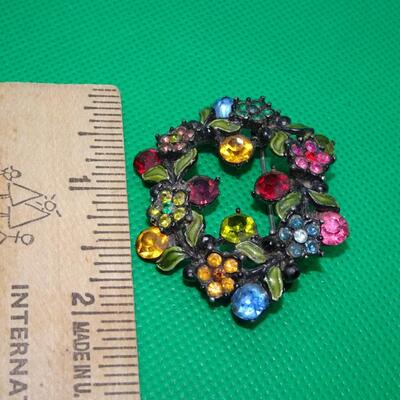Sweet Colorful Rhinestone & Enamel Flower Brooch 