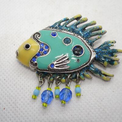 Tropical Fish Pin, Nautical Beach Jewelry 