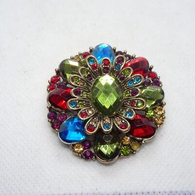 Colorful Rhinestone Pin Brooch 