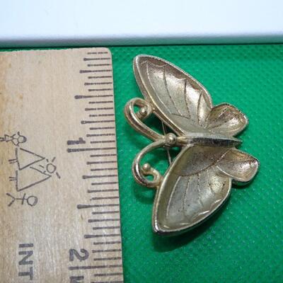 Gold Tone Butterfly Pin 