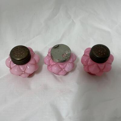 [1] ANTIQUE | 1880s | Guttate Pink Quilted Cased Glass | Cruet Set |