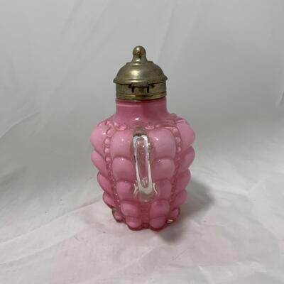 [2] ANTIQUE | 1880s | Guttate Pink Quilted Cased Glass | Syrup 
