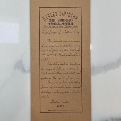 Lot 222 - 1903-1904 Harley- Davidson Replica W/COA 