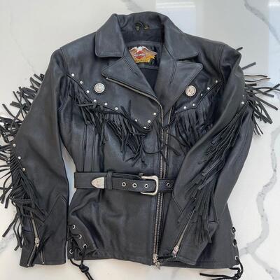 Lot 223 - Authentic Harley-Davidson Womans Jacket, Gloves and Purse