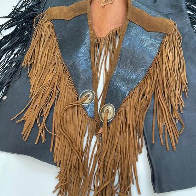 Lot 232 - Genuine Leather Fringe Vest and Pants