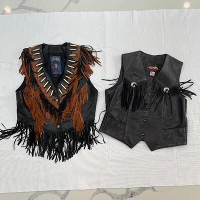 Lot 246 - Harley-Davidson and Tribe America Leather Vests