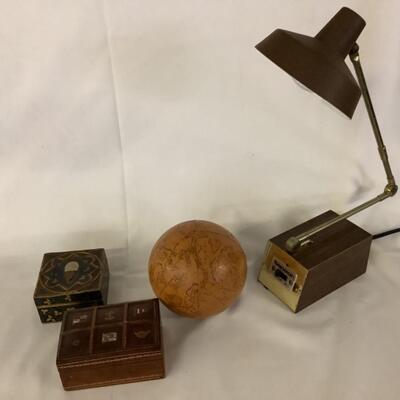 B1052 Mid Century Tensor Lamp Decorative Boxes Leather Globe Decor