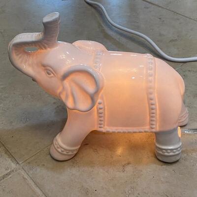 WHITE CERAMIC ELEPHANT TABLE LAMP NIGHT LIGHT DECOR NIGHTLIGHT