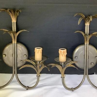 B1054 Pair of Brass Electric Wall Sconces
