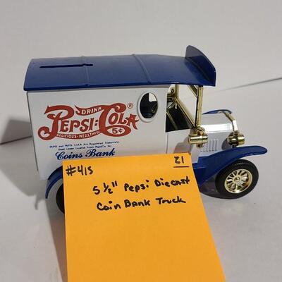 5 1/2" L Pepsi Die-cast Coin Bank -Item# 415
